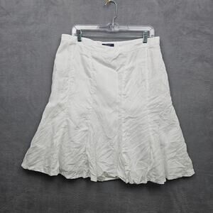 Chaps White Linen Flowy Midi Skirt Coastal Feminine Cowboy Chic Cottagecore 12